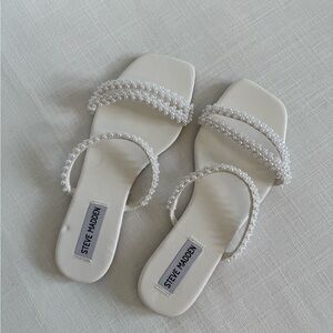 COPY - Steve Madden White Pearl-Embellished Women's Sandals